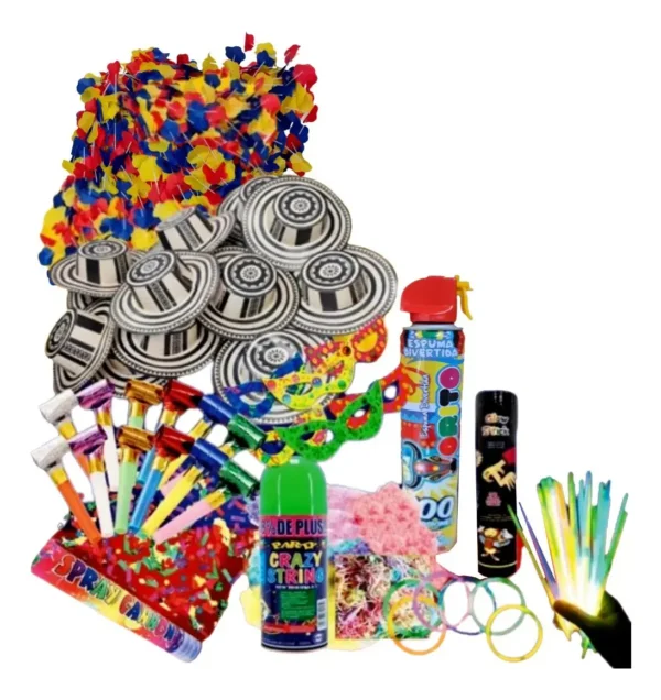 D_NQ_NP_2X_705985-MCO97189648894_112025-F Kit Decoración Fiesta Hora Loca Set Carnaval Fiesta Discotec