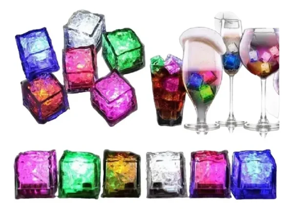 Cubo Hielo Luminoso Luz Led Decoración Multicolor X12