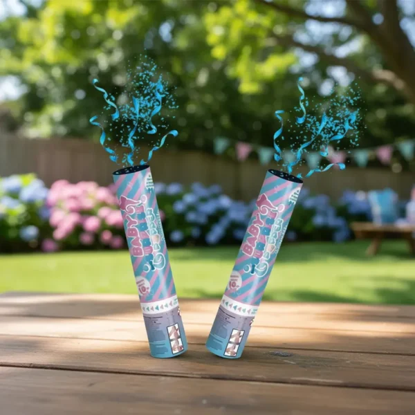 Lanzador X2 Confeti Revelación De Género Niño Color Azul