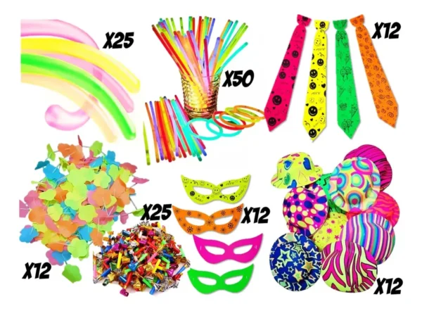 Hora Loca Neon 148 Articulos Grado 15 Años Bodas Cumple