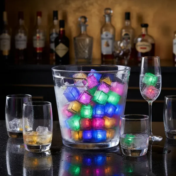 Cubo Hielo Luminoso Luz Led Decoración Multicolor X12