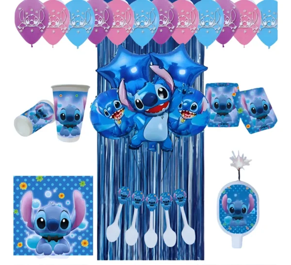 Decoración Completa-Globos De Stitch Para Cumpleaños