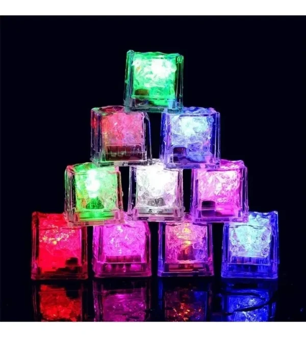 Cubo Hielo Luminoso Luz Led Decoración Multicolor X12
