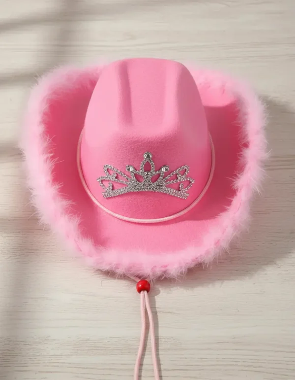 Sombrero Vaquero Rosado Bichota Karol G Plumas y Luz