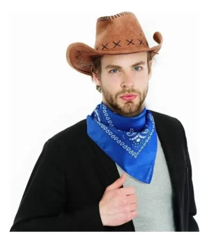Sombrero Gamuzado Vaquero + Pañoleta Azul Adulto Disfraz