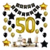 DECORACION 50 AÑOS NEGRO Y DORADO