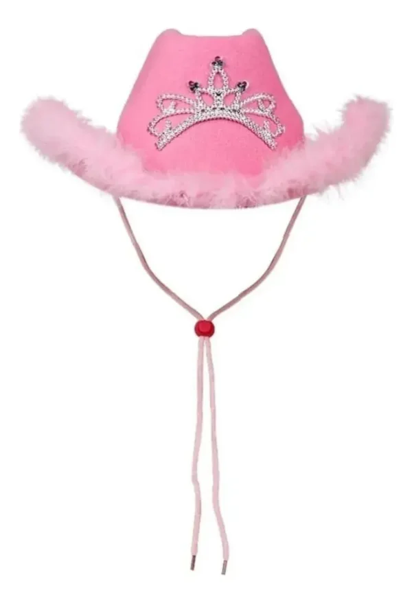 Sombrero Vaquero Rosado Bichota Karol G Plumas y Luz