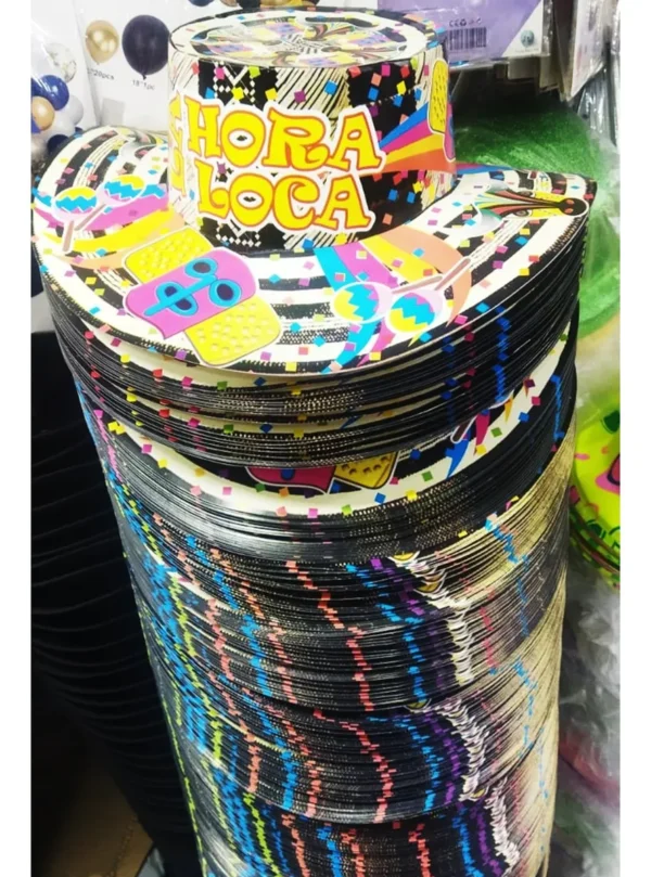 Sombrero Vueltiao Carnaval + Collares Neón x12 Hora Loca Fiesta