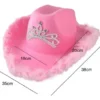 Sombrero Vaquero Rosado Bichota Karol G Plumas y Luz