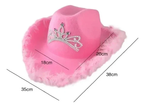 Sombrero Vaquero Rosado Bichota Karol G Plumas y Luz