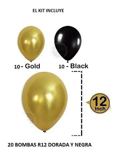 DECORACION 50 AÑOS NEGRO Y DORADO
