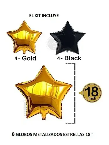 DECORACION 50 AÑOS NEGRO Y DORADO