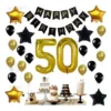 DECORACION 50 AÑOS NEGRO Y DORADO