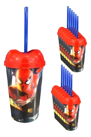 D_NQ_NP_2X_615651-MLA96427712214_102025-F Vasos Spiderman con Pitillo y Tapa Pack 6 Plástico para Fiestas
