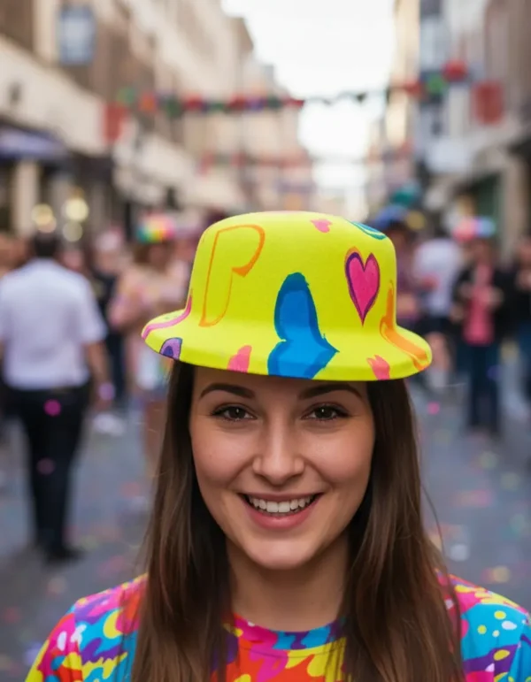 D_NQ_NP_2X_628054-MCO96585689256_112025-F Gorro Sombrero Neón Surtido Hora Loca Neón X 12 Unidades