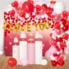 Kit Decoración Amo Corazones Globos Aniversario Rojo Rosado