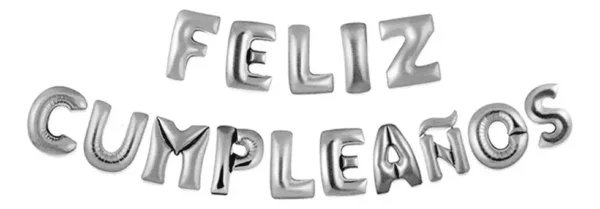 Set Globos Foil Feliz Cumpleaños Plateados 45cm Festivity Pack 15
