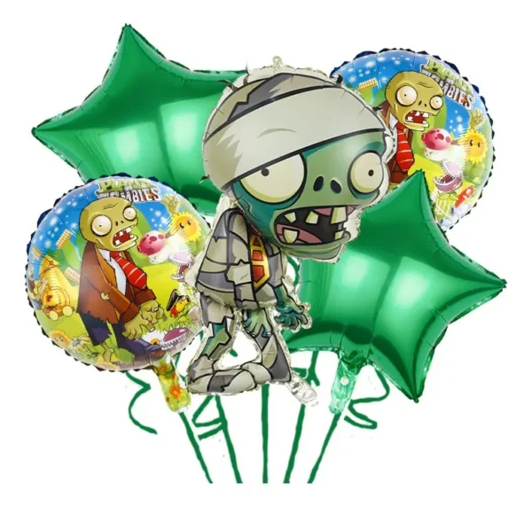 Set 5pcs Globos Plantas Vs Zombies Decoración Fiesta Niños