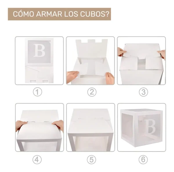 Kit Bloques Decorativos Baby Con Globos Cubo Caja Cumpleaños Color Celeste Pastel