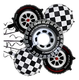 Set de Globos Temática Carreras 1 Metalizado 60cm 4 Redondos 45cm