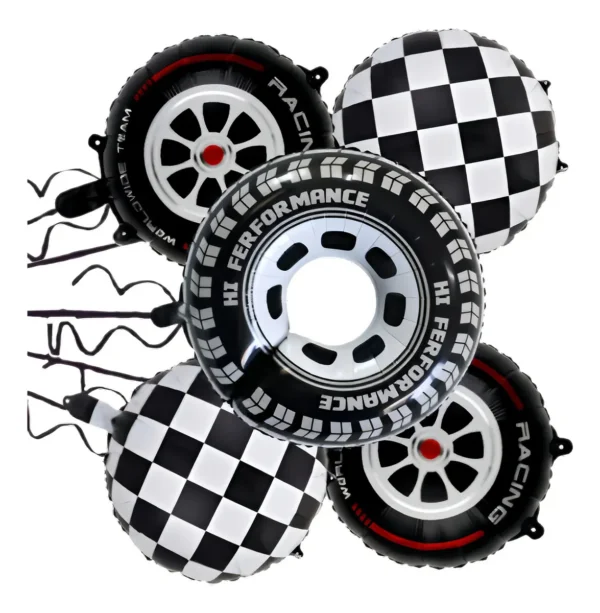 Set de Globos Temática Carreras 1 Metalizado 60cm 4 Redondos 45cm