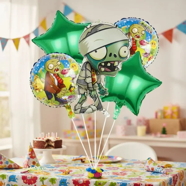 Set 5pcs Globos Plantas Vs Zombies Decoración Fiesta Niños