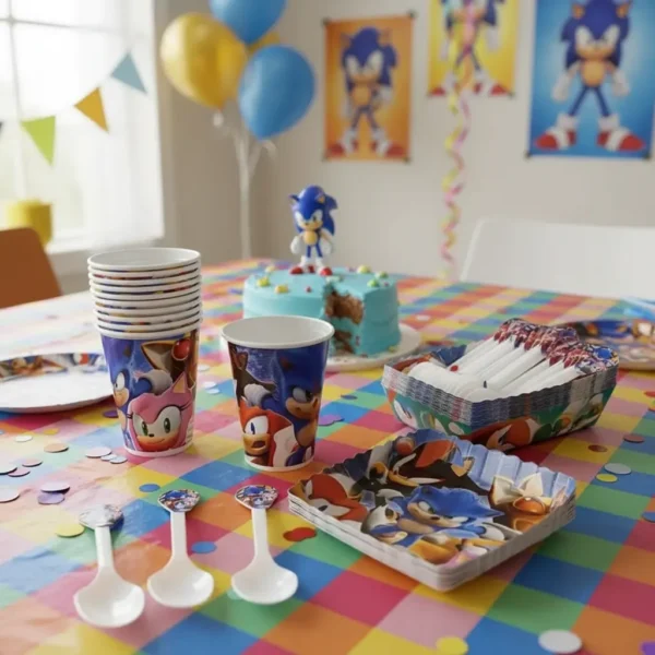 D_NQ_NP_2X_743971-MLA106529005455_022026-F Kit Decoración Sonic X12 Vasos + Platos + Cucharas