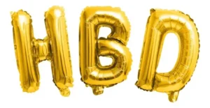Globos Metalizados Premium 80cm Letras HBD Feliz Cumpleaños Dorado