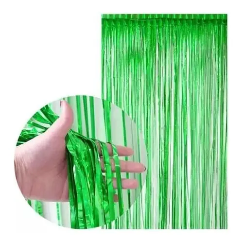 Cortina Metalizada Premium Verde 1x2m Decoración Fiesta Cumpleaños