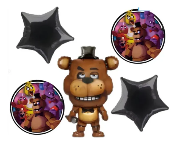 Bouquet de 5 Globos Metalizados Five Nights at Freddy's Bear 65cm y 45cm Marrón