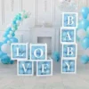 Kit Bloques Decorativos Baby Con Globos Cubo Caja Cumpleaños Color Celeste Pastel