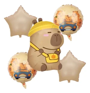 Set Globos Capibara Decoración de Fiesta de Cumpleaños 5pcs Color Marrón Capybara Premium