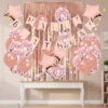 Kit Set Decoración Oro Rosa Cumpleaños Cortinas Bombas Guirnaldas