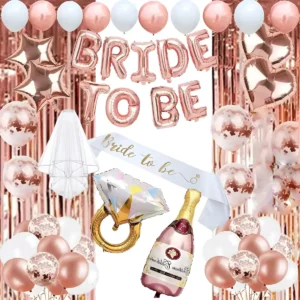 Kit Globos Despedida De Soltera Oro Rosa Cortina Bride Banda