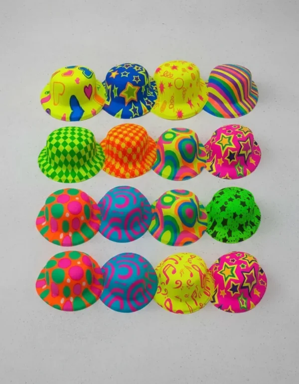 D_NQ_NP_2X_880374-MCO97038293951_112025-F Gorro Sombrero Neón Surtido Hora Loca Neón X 12 Unidades