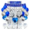 Kit Decoración Cumpleaños Azul Globos Metalizados y Latex 24 Piezas Premium