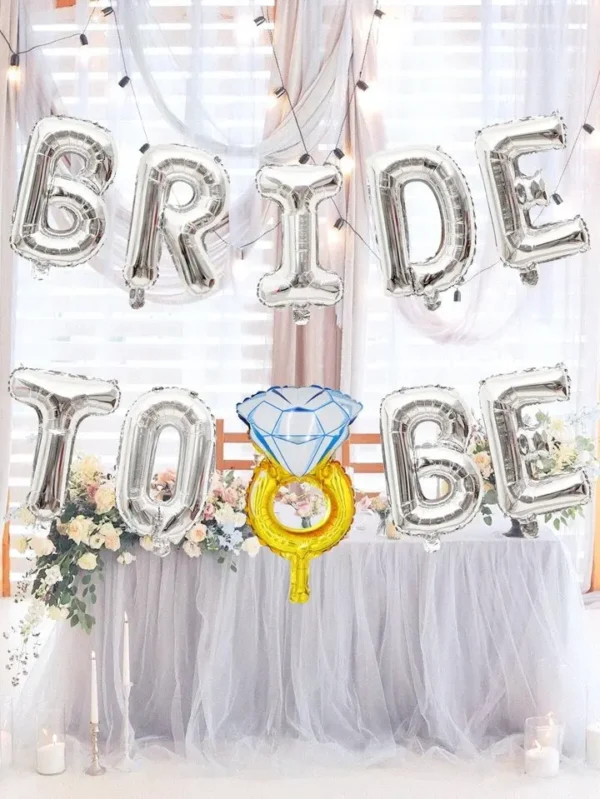 Kit de globos metálicos Bride To Be con anillo de despedida de soltera