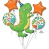 Globo Metalico Bouquet C/5pz Ramo Dinosaurio Ramillete Bq