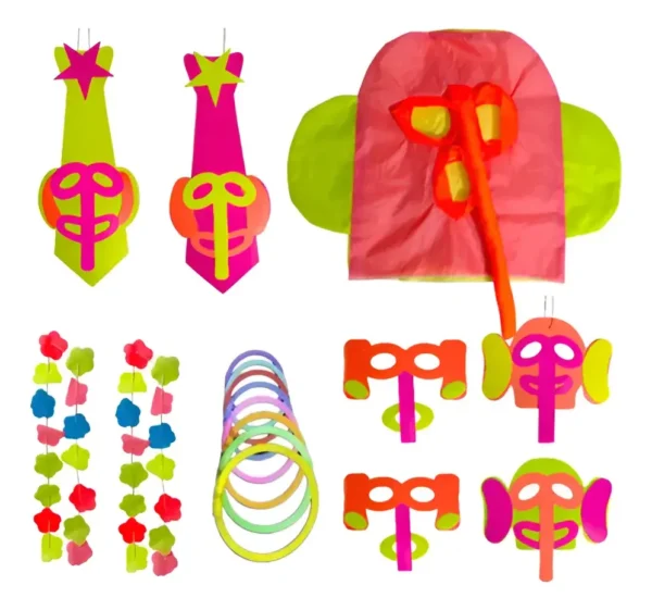 Kit Carnaval Barranquillero Fiestas Neón Hora Loca