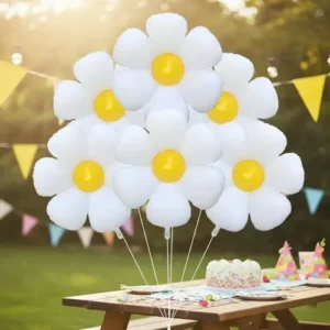 D_NQ_NP_688877-MCO98229004593_112025-O Globo Metalizado Flor Margarita Blanca Grande X5 De 45cm Color Blanco