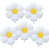 Globo Metalizado Flor Margarita Blanca Grande X5 De 45cm Color Blanco