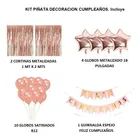 Kit Set Decoración Oro Rosa Cumpleaños Cortinas Bombas Guirnaldas