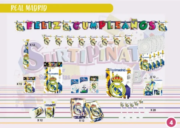 Kit Decoración Real Madrid para Cumpleaños y Fiestas