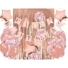Kit Set Decoración Oro Rosa Cumpleaños Cortinas Bombas Guirnaldas