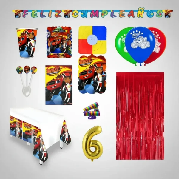 Kit Infantil Decoración Fiesta - Blaze Monster Machines X36