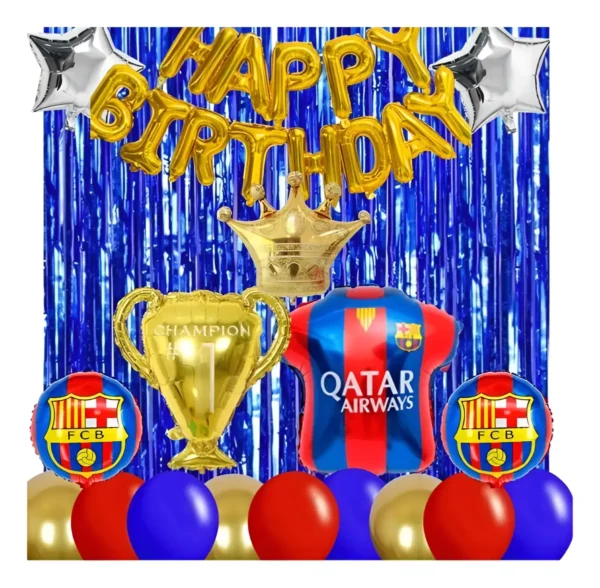 Kit De Decoración Cumpleaños Temática Barcelona 13pzas