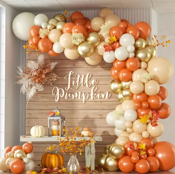 Arco de Globos de Látex Naranja Metalizado para Decoración de Cumpleaños Otoño