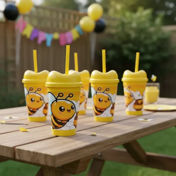 D_NQ_NP_2X_623349-MCO111350382847_052026-F Kit Vasos Pitillo X12 Temáticos Abeja Para Cumpleaños