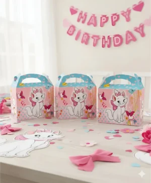 Caja Cajita Gata Marie Decoración Fiesta Cumpleaños X6