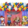 Kit Globos Fiesta Patrulla Canina Cumpleaños Cortina Azul